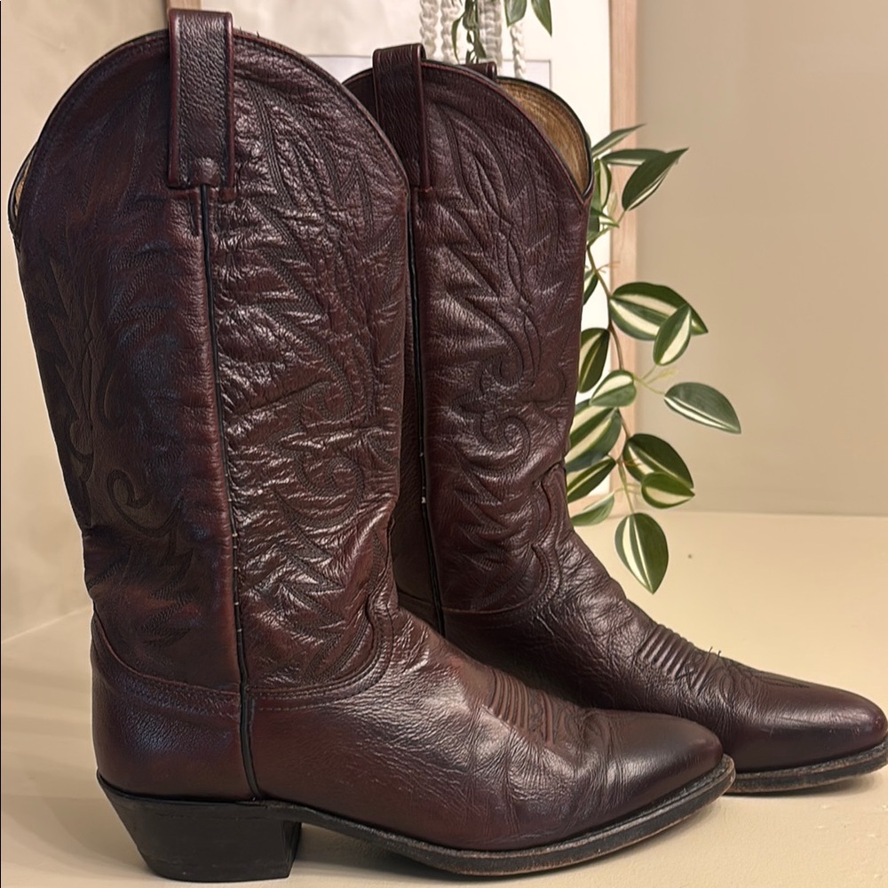 Dan Post Red Brown Leather Cowboy Boots